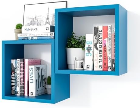 Kaboon Cube Floating Shelves Set2, Display Shelves Wall Mount 7.75" D x 12.5" W by Kaboon