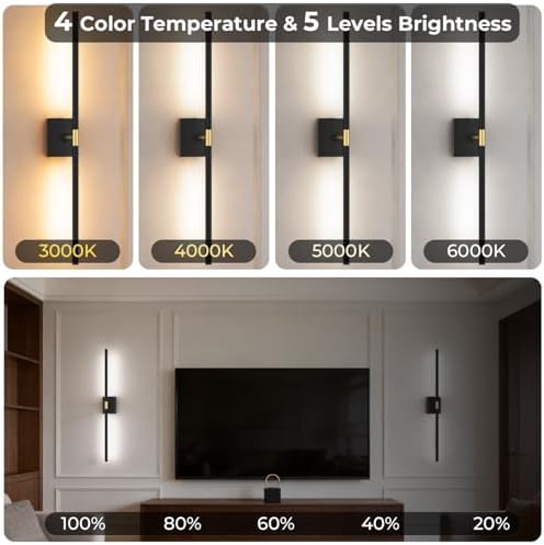 Battery Operated Wall Sconce, 10000mAh 4CCT Dimmable - Image 2