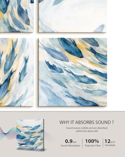 InSimSea Acoustic Wall Art, Ocean Watercolor Fish - Image 3