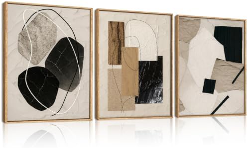 BINCUE Framed Abstract Wall Art Neutral Modern Wall Decor by BINCUE