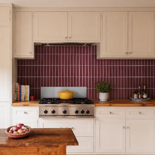 Smart Tiles Peel and Stick backsplash, Stacked Burgundy Red - Image 2