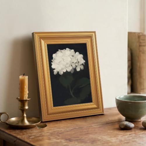 EJPFOGV White Hydrangea Framed Canvas wall art Black Background 8x10 inch - Image 3