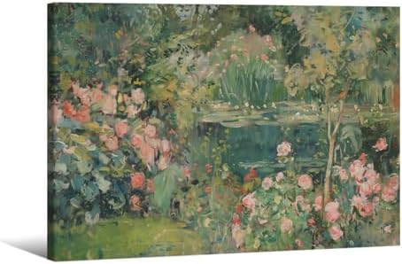 Sage Green Scenery Garden Wall Art Landscape Botanical Wildflower Poster 08x10 by Haitunone