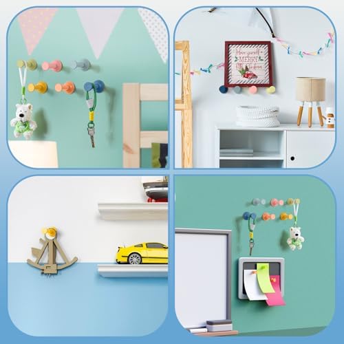 6 Pack Morandi Wooden Wall Hook, Adhesive Decorative Hanging Rack - Image 5