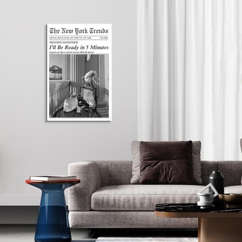 Vintage Black White Newspaper Canvas Wall Art I'Ll Be Ready In 5 Minutes - Image 7