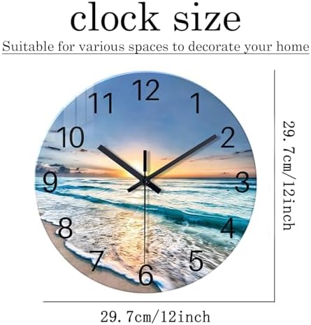 Blue Beach Wall Clocks Battery Operated 12 Inch - Image 5