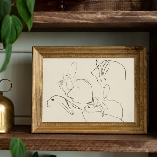 uniro Abstract Easter Bunnies Wall Art Decor, Animal Rabbit Drawing Etching - Image 2