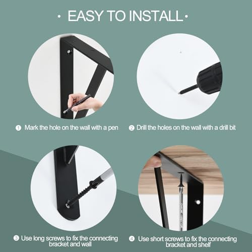 2 Pack L5 x H 3" Black Heavy Duty Shelf Brackets - Image 2