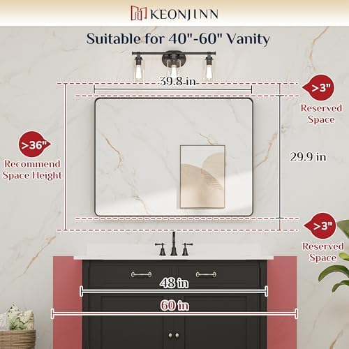 Keonjinn 40 x 30 Inch Black Bathroom Mirrors - Image 5
