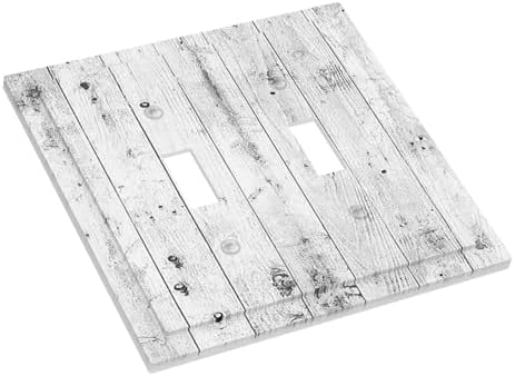 Decorative Switch Plates Rustic White Grey Wood Grain 2 Gang Double Toggle Wall - Image 3