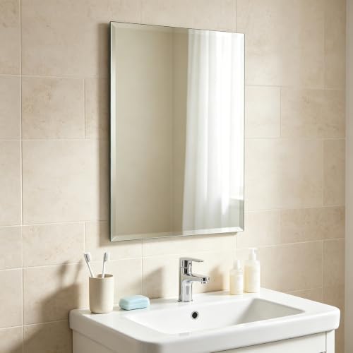 Bathroom Mirror for Over Sink 24x16 Inch Frameless Wall Mirror Rectangle - Image 4