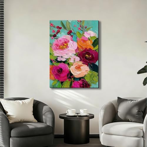 ZERILYN Ship Next Day Modern Floral Canvas Wall Art Colorful Flower Canvas - Image 7