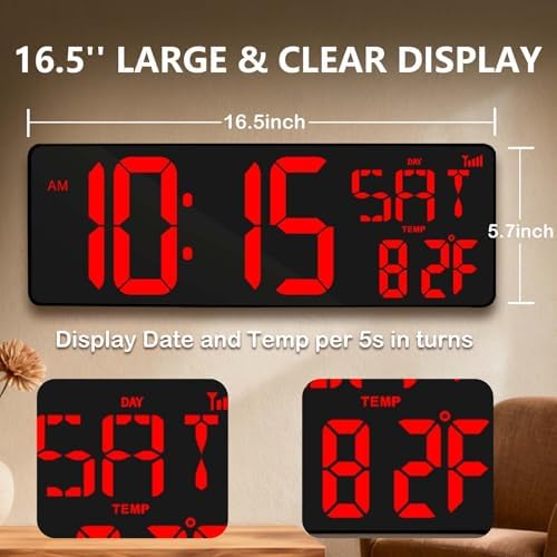 Digital Wall Clock Large Display: 16.5" LED Digital Clock - Image 2