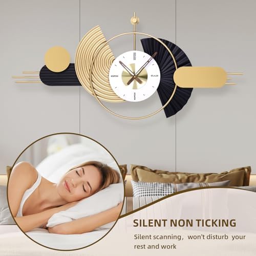 39x18 Inch Modern Decorative Wall Clock Battery Operated, Unique Silent - Image 3