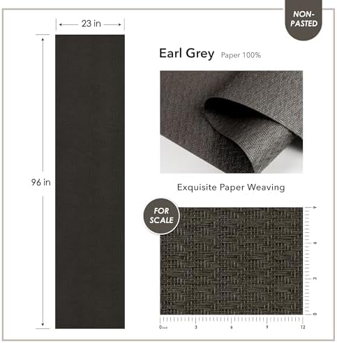 GoDear Design Faux Grasscloth Wallpaper, Earl Grey - Image 3