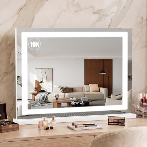 Vanity Mirror with Lights 28"x20", LED Makeup Mirror, 3 Color Lighting Modes by BEAROLVE