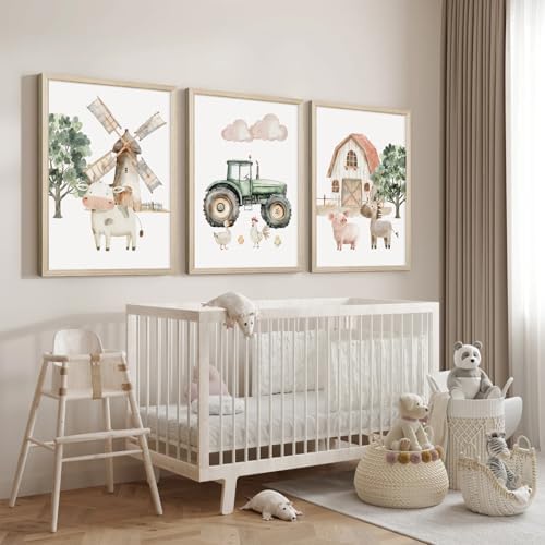 Nursery Farm Animal Wall Art Decor Baby Animal Canvas Prints Nursery Kids - Image 4