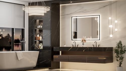 Keonjinn 48x36 Inch Black LED Bathroom Mirror - Image 2