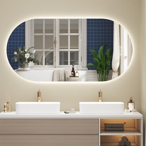 SMIROR 48x24 Oval Backlit LED Bathroom Vanity Mirror by SMIROR