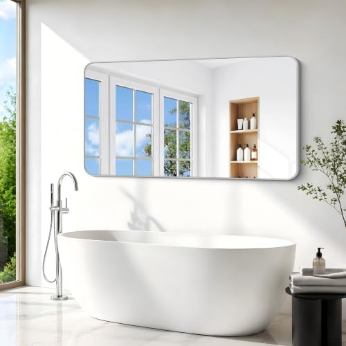 BONEWEI Silver Bathroom Mirror, 66x36 inch Wall Mirror - Image 3