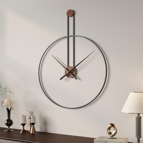 Cuspin 24 Inch Large Wall Clock, Modern Black Metal Clocks - Image 2