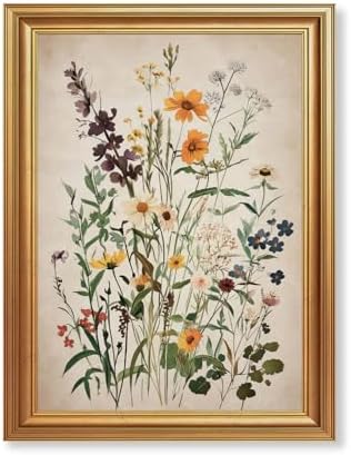 EJPFOGV Watercolor Wildflower Botanical Framed Canvas Wall Art 12x16 inches by FramedCanvasWallArt