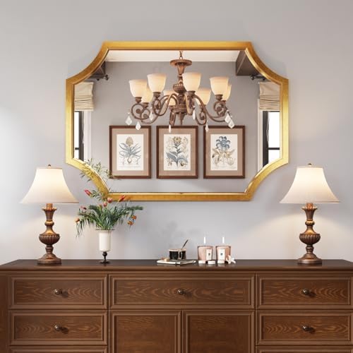 Kelly Miller 20"x28" Gold Foil Metal Scalloped Decorative Wall Mirror - Image 2