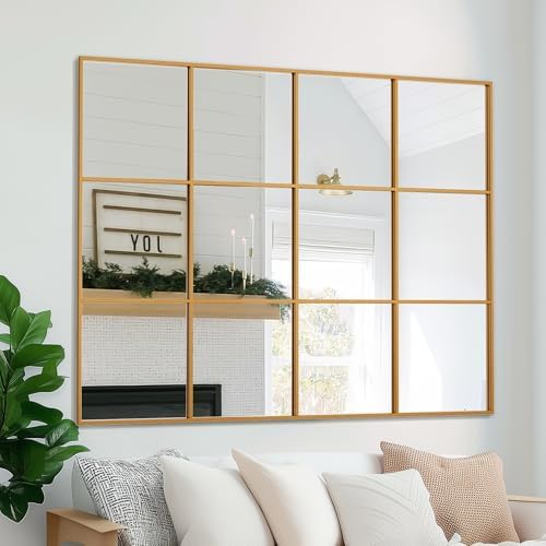 Antok Wall Mirror, Metal Framed Wall Mounted Mirror, Hanging or Leaning - Image 2