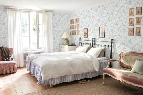 Ismoon Peel and Stick Wallpaper Blue Floral Contact Paper 17.3 x 393in - Image 7