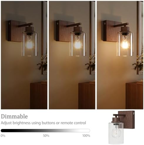 Rayogale Walnut Battery Operated Wall Sconce Set of Two - Image 2