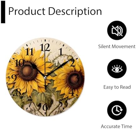 Round Analog Wall Clocks Non-Ticking Silent Clock Battery Operated Clcoks - Image 6