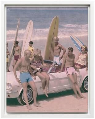 InkFlow Posters Surfers on a Beach Canvas Poster by InkFlowPosters