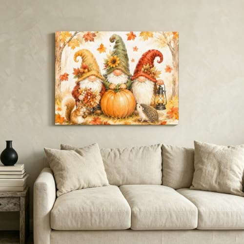Thanksgiving Gnomes Wall Art For Living Room Fall Pumpkin Squirrel Maple Leaf - Image 6
