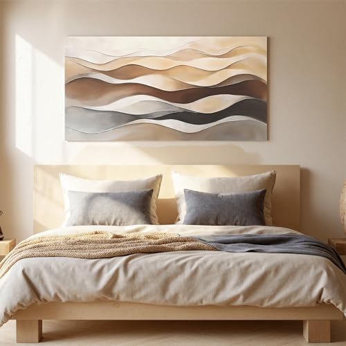 Brown White Abstract Canvas Wall Art Decor - Image 2