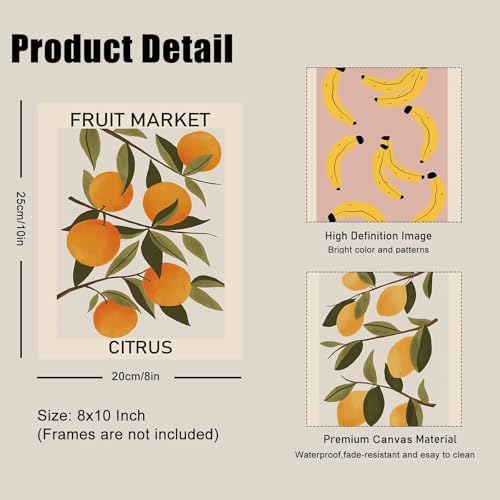KBKBART Set of 9 Fruit Market Wall Art Prints Poster Kitchen Artwork 8x10in - Image 6