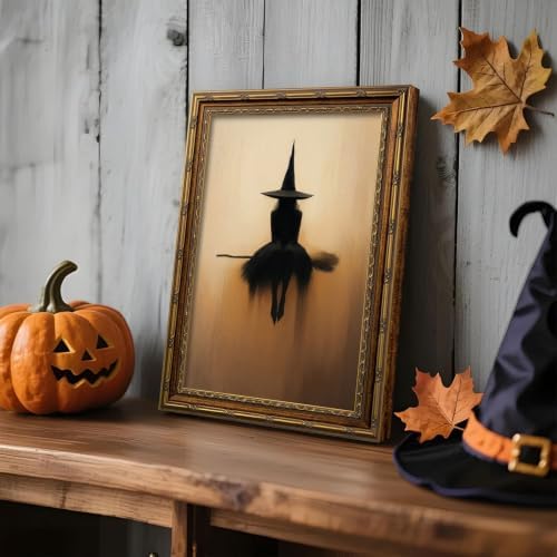 Vintage Gold Framed Halloween Canvas Wall Art - Image 2