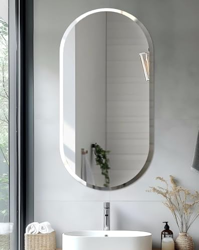 Frameless Oblong Wall Mirror: Modern Glass Mirror 39.4x19.7 inch by Artloge