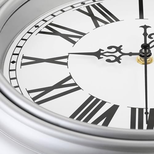 Plumeet Extra Large Retro Wall Clock, Roman Numerals, Battery Operated - Image 2
