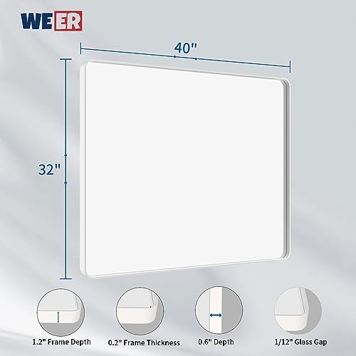 WEER White Bathroom Vanity Mirror 40x32 Inch - Image 6
