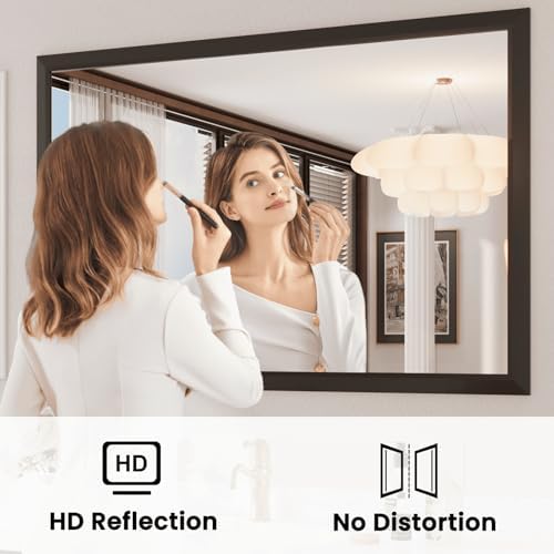 Amorho Black Bathroom Mirror 60x40 Inch, Metal Framed - Image 3
