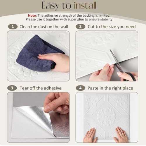 Nuanchu 40 Pcs 13.8 x 13.8 Inch Ceiling Tiles Peel and Stick - Image 3