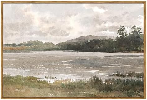 VIYYIEA Vintage Nature Large Framed Wall Art, Lakeside Landscape Paintings Art by VIYYIEAART