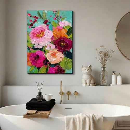 ZERILYN Ship Next Day Modern Floral Canvas Wall Art Colorful Flower Canvas - Image 4
