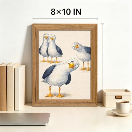 Framed Funny Seagull Wall Art Cute Bird Canvas Print Coastal Decor - Image 3