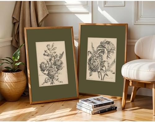 Flower Sketch Wall Art Sage Green Floral Canvas Poster Vintage Botanical Wall - Image 5