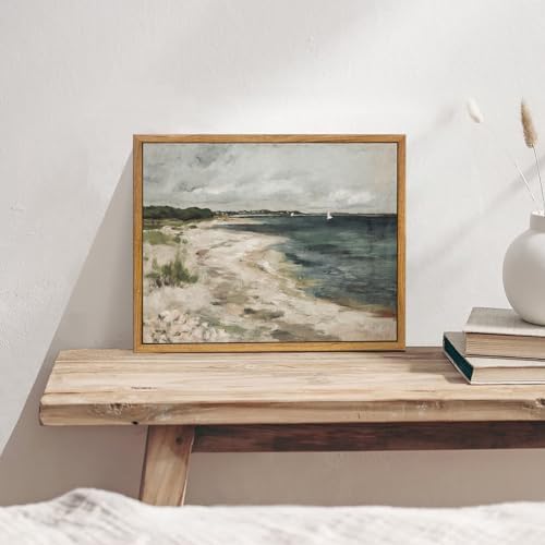KBKBART Vintage Wall Art, Retro Coastal Seaside Beach House Framed Canvas Art - Image 3
