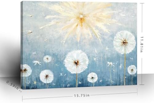 Nicetop Small Blue Dandelion Artwork Canvas Wall Art - Image 2