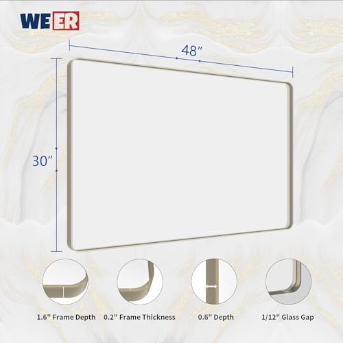 WEER Brushed Nickel Bathroom Vanity Mirror 48X30 Inch - Image 6