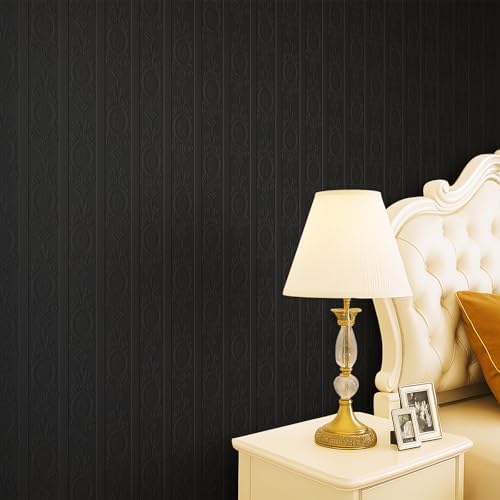 JiffDiff Black 3D Embossed Textured Peel Stick Wallpaper 17.3"x400" - Image 6