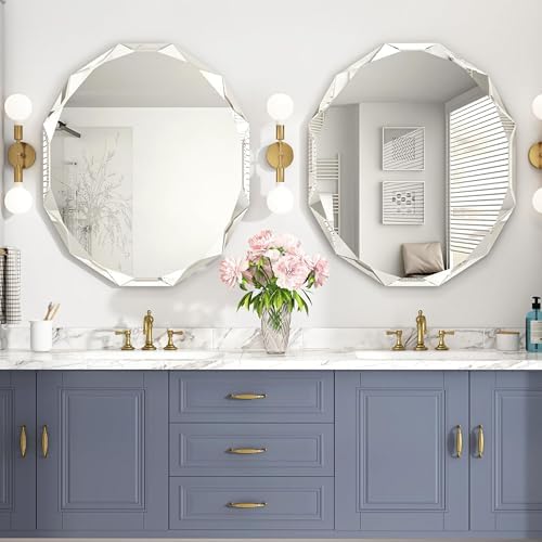 24x30 Inch Bathroom Mirrors for Over Sink, Round Frameless Mirrors for Wall - Image 2